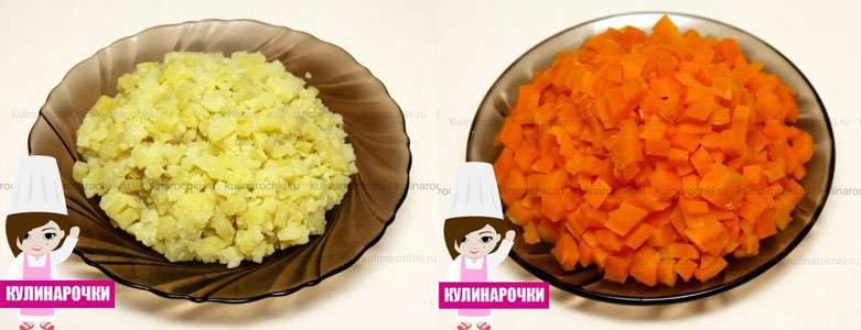 Картофель и морковь для классического салата Оливье
